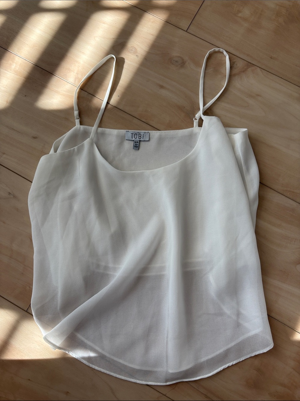 Tobi White Lightweight Chiffon Spaghetti Strap Cami